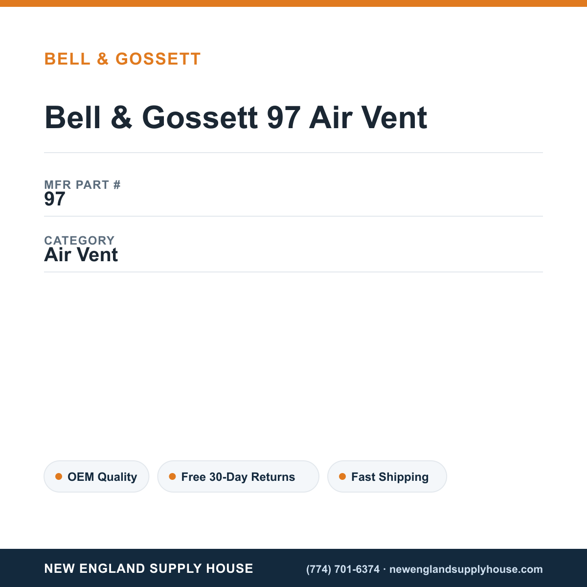 Bell & Gossett 97 Air Vent — New England Supply House spec card [NESH-SPEC-CARD-V2]