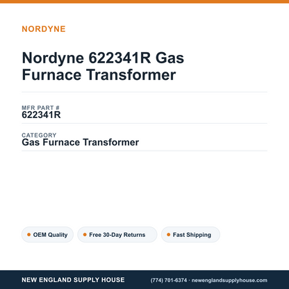 Nordyne 622341R Gas Furnace Transformer — New England Supply House spec card [NESH-SPEC-CARD-V2]