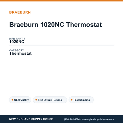 Braeburn 1020NC Thermostat — New England Supply House spec card [NESH-SPEC-CARD-V2]