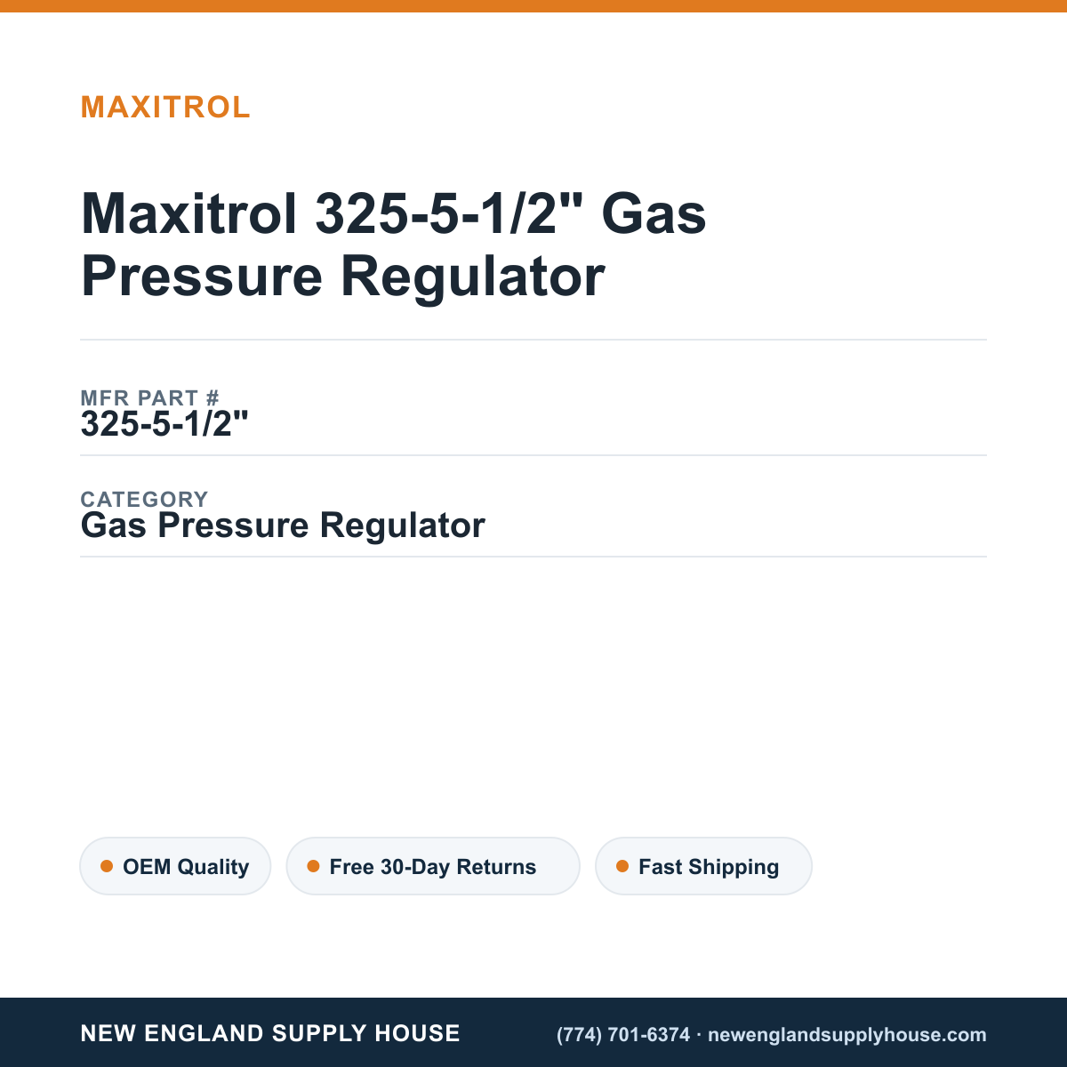 Maxitrol 325-5-1/2" Gas Pressure Regulator — New England Supply House spec card [NESH-SPEC-CARD-V2]