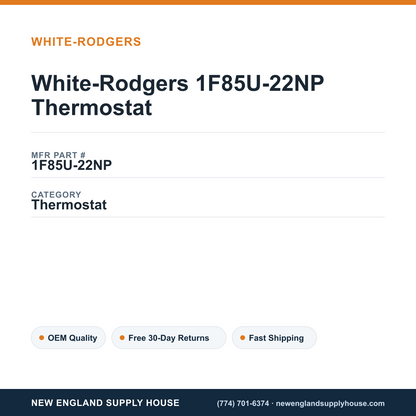White-Rodgers 1F85U-22NP Thermostat — New England Supply House spec card [NESH-SPEC-CARD-V2]
