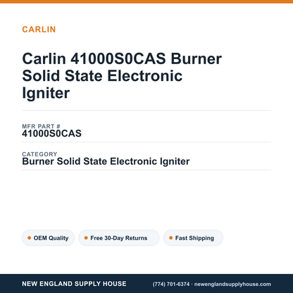 Carlin 41000S0CAS Burner Solid State Electronic Igniter — New England Supply House spec card [NESH-SPEC-CARD-V2]