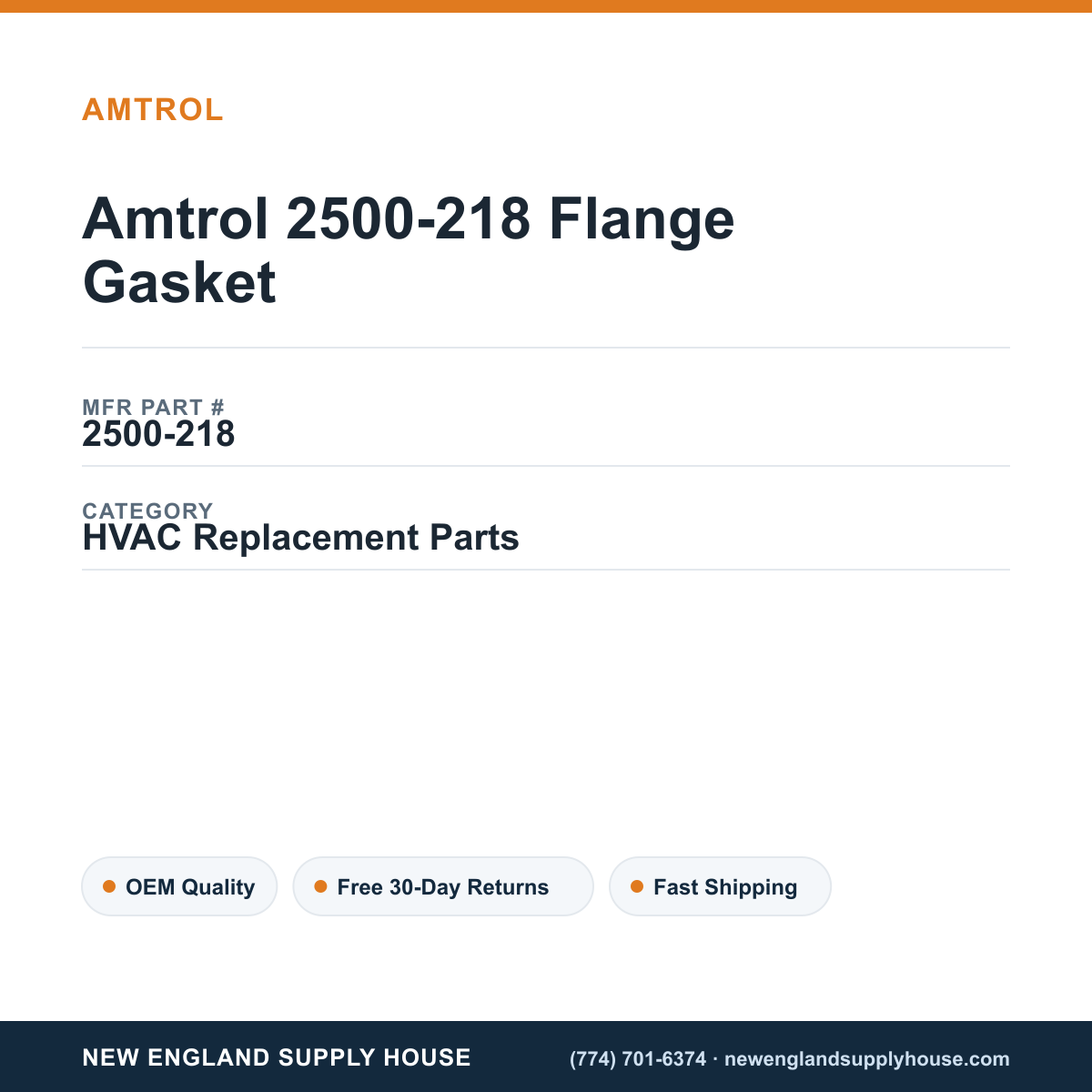 Amtrol 2500-218 Flange Gasket — New England Supply House spec card [NESH-SPEC-CARD-V2]
