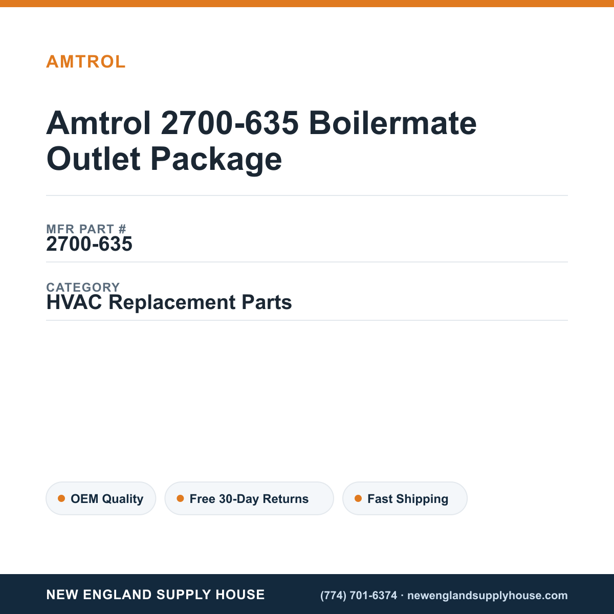Amtrol 2700-635 Boilermate Outlet Package — New England Supply House spec card [NESH-SPEC-CARD-V2]