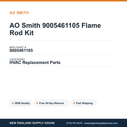 AO Smith 9005461105 Flame Rod Kit — New England Supply House spec card [NESH-SPEC-CARD-V2]