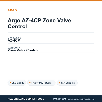 Argo AZ-4CP Zone Valve Control — New England Supply House spec card [NESH-SPEC-CARD-V2]