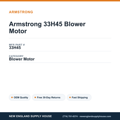 Armstrong 33H45 Blower Motor — New England Supply House spec card [NESH-SPEC-CARD-V2]
