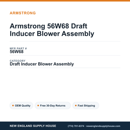 Armstrong 56W68 Draft Inducer Blower Assembly — New England Supply House spec card [NESH-SPEC-CARD-V2]
