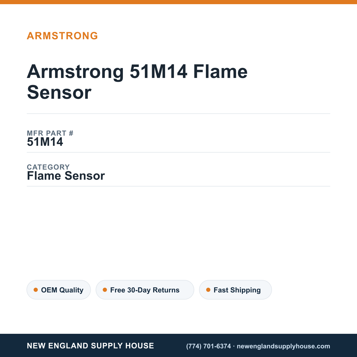 Armstrong 51M14 Flame Sensor — New England Supply House spec card [NESH-SPEC-CARD-V2]