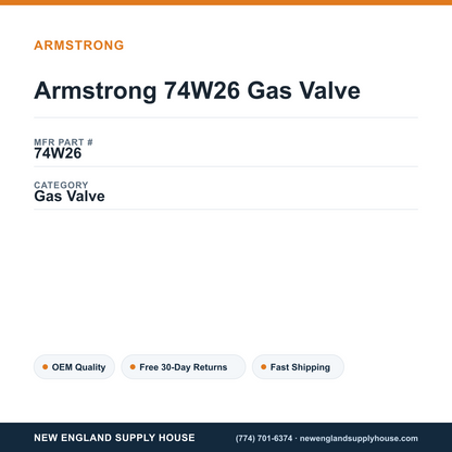 Armstrong 74W26 Gas Valve — New England Supply House spec card [NESH-SPEC-CARD-V2]