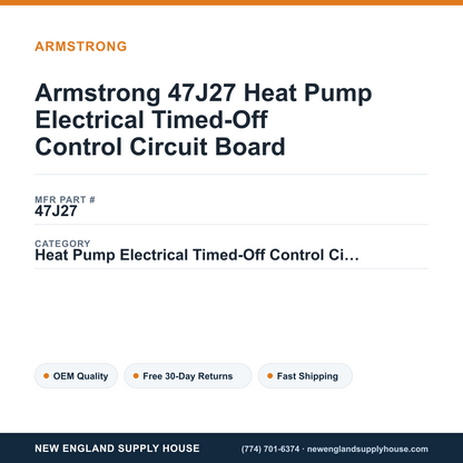 Armstrong 47J27 Heat Pump Electrical Timed-Off Control Circuit Board — New England Supply House spec card [NESH-SPEC-CARD-V2]
