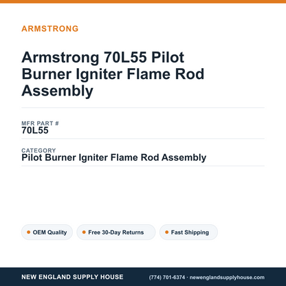 Armstrong 70L55 Pilot Burner Igniter Flame Rod Assembly — New England Supply House spec card [NESH-SPEC-CARD-V2]
