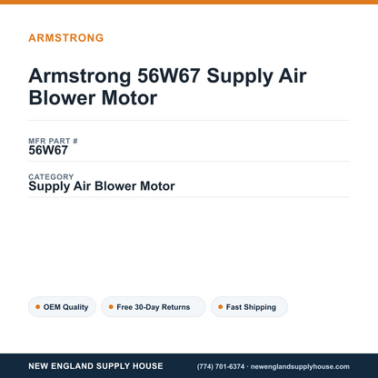 Armstrong 56W67 Supply Air Blower Motor — New England Supply House spec card [NESH-SPEC-CARD-V2]