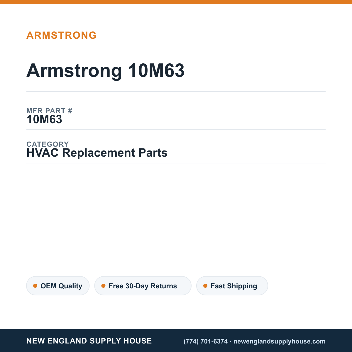 Armstrong 10M63 — New England Supply House spec card [NESH-SPEC-CARD-V2]