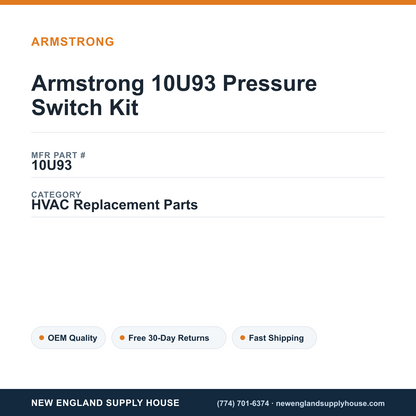 Armstrong 10U93 Pressure Switch Kit — New England Supply House spec card [NESH-SPEC-CARD-V2]