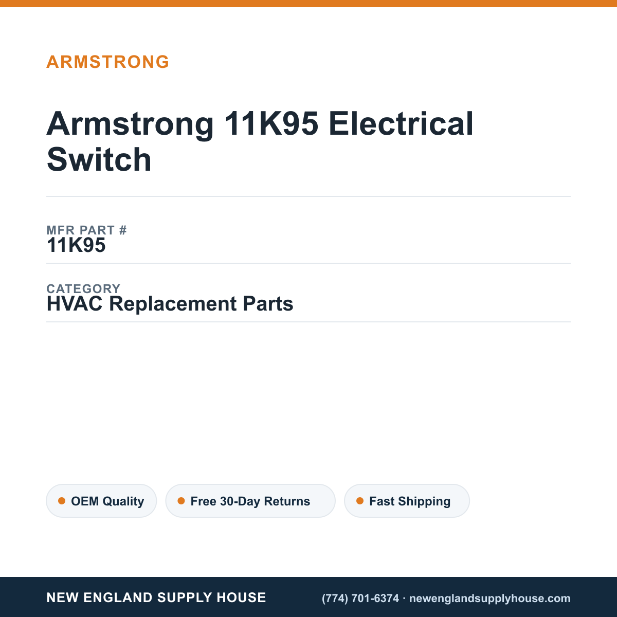 Armstrong 11K95 Electrical Switch — New England Supply House spec card [NESH-SPEC-CARD-V2]