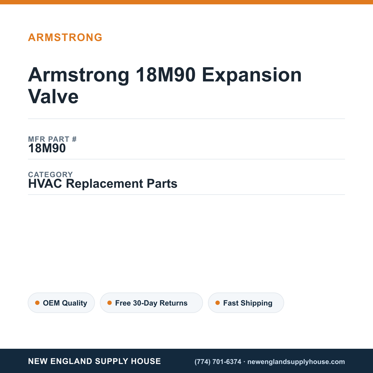 Armstrong 18M90 Expansion Valve — New England Supply House spec card [NESH-SPEC-CARD-V2]