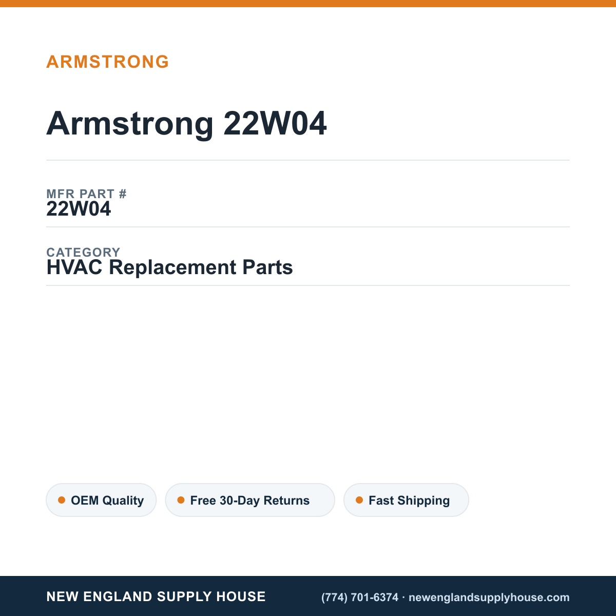 Armstrong 22W04 — New England Supply House spec card [NESH-SPEC-CARD-V2]