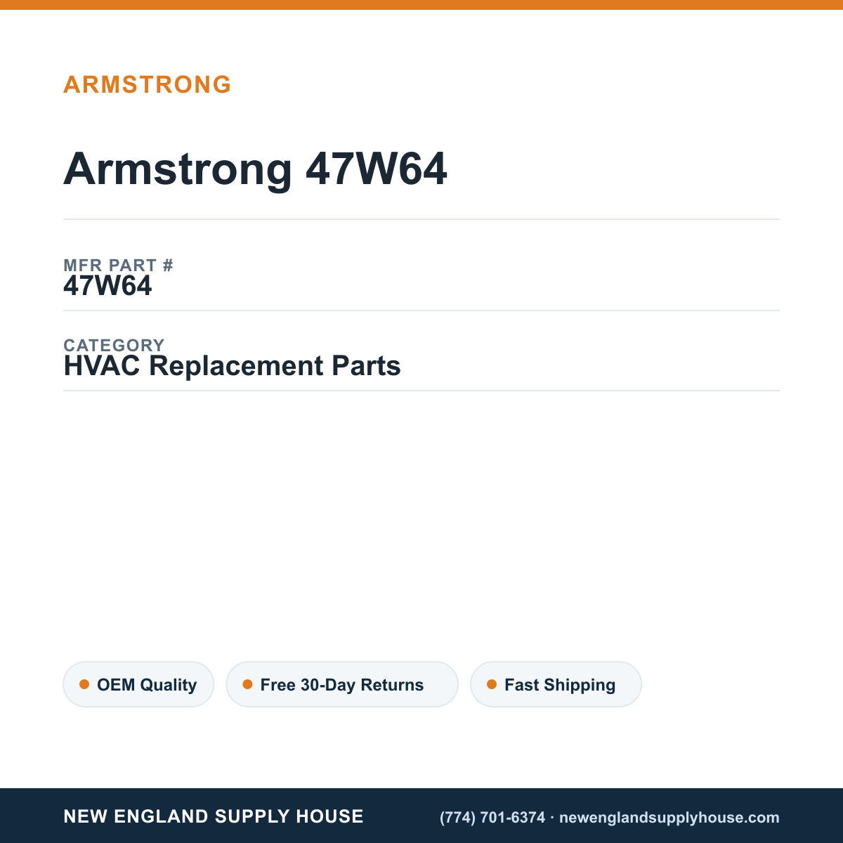 Armstrong 47W64 — New England Supply House spec card [NESH-SPEC-CARD-V2]