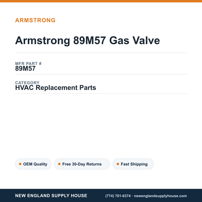 Armstrong 89M57 Gas Valve — New England Supply House spec card [NESH-SPEC-CARD-V2]