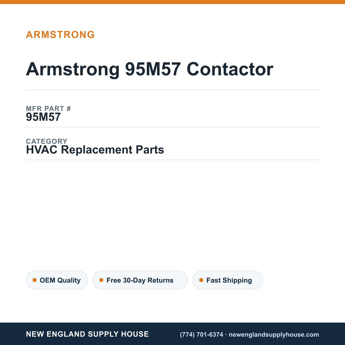 Armstrong 95M57 Contactor — New England Supply House spec card [NESH-SPEC-CARD-V2]
