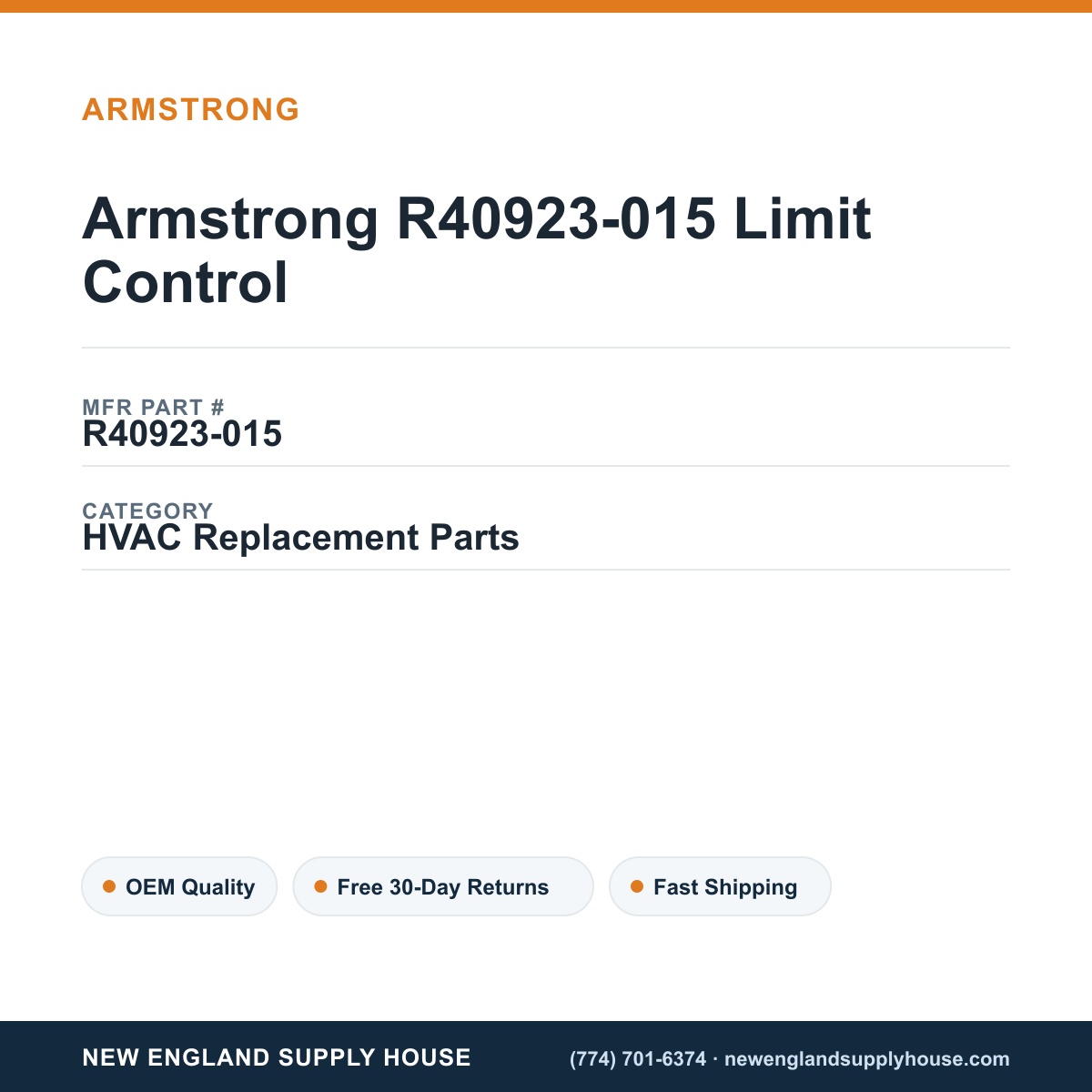 Armstrong R40923-015 Limit Control — New England Supply House spec card [NESH-SPEC-CARD-V2]