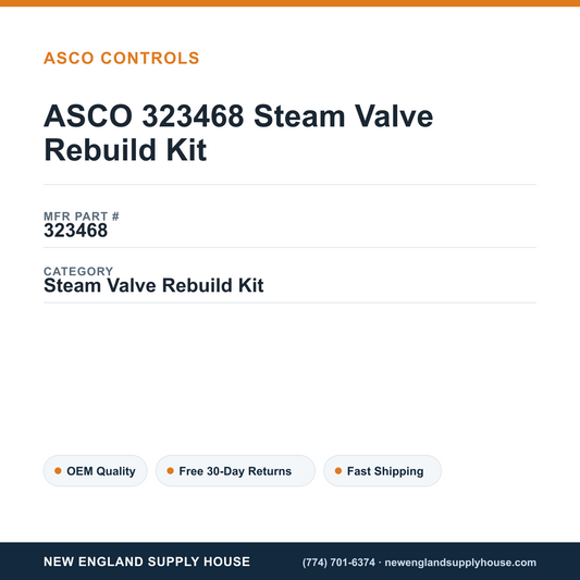 ASCO 323468 Steam Valve Rebuild Kit — New England Supply House spec card [NESH-SPEC-CARD-V2]