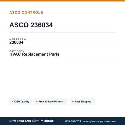ASCO 236034 — New England Supply House spec card [NESH-SPEC-CARD-V2]