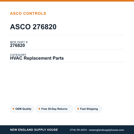 ASCO 276820 — New England Supply House spec card [NESH-SPEC-CARD-V2]