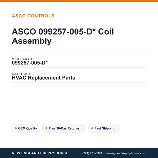 ASCO 099257-005-D* Coil Assembly — New England Supply House spec card [NESH-SPEC-CARD-V2]