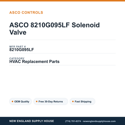 ASCO 8210G095LF Solenoid Valve — New England Supply House spec card [NESH-SPEC-CARD-V2]