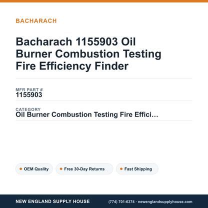 Bacharach 1155903 Oil Burner Combustion Testing Fire Efficiency Finder — New England Supply House spec card [NESH-SPEC-CARD-V2]