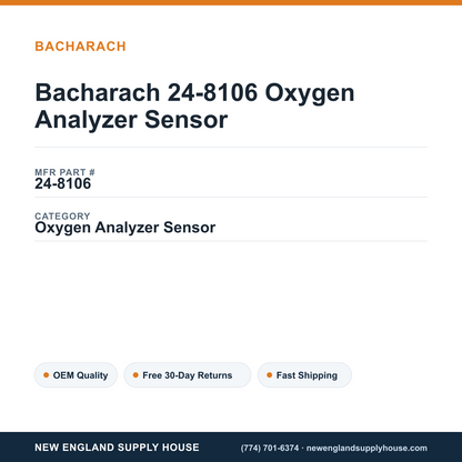 Bacharach 24-8106 Oxygen Analyzer Sensor — New England Supply House spec card [NESH-SPEC-CARD-V2]