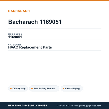 Bacharach 1169051 — New England Supply House spec card [NESH-SPEC-CARD-V2]