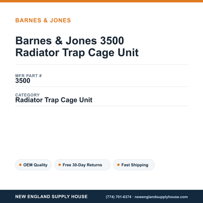 Barnes & Jones 3500 Radiator Trap Cage Unit — New England Supply House spec card [NESH-SPEC-CARD-V2]
