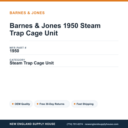 Barnes & Jones 1950 Steam Trap Cage Unit — New England Supply House spec card [NESH-SPEC-CARD-V2]