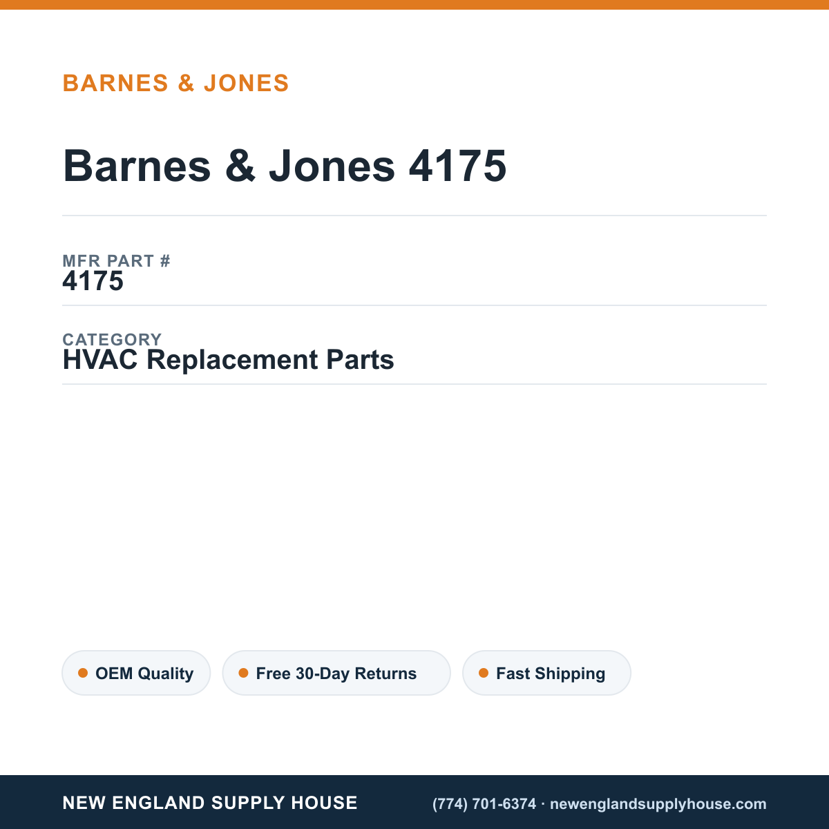 Barnes & Jones 4175 — New England Supply House spec card [NESH-SPEC-CARD-V2]