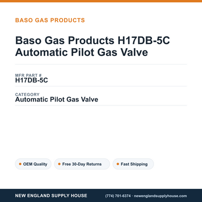 Baso Gas Products H17DB-5C Automatic Pilot Gas Valve — New England Supply House spec card [NESH-SPEC-CARD-V2]