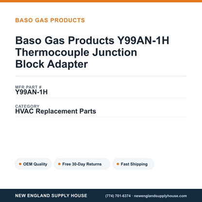 Baso Gas Products Y99AN-1H Thermocouple Junction Block Adapter — New England Supply House spec card [NESH-SPEC-CARD-V2]