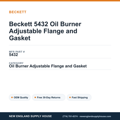 Beckett 5432 Oil Burner Adjustable Flange and Gasket — New England Supply House spec card [NESH-SPEC-CARD-V2]