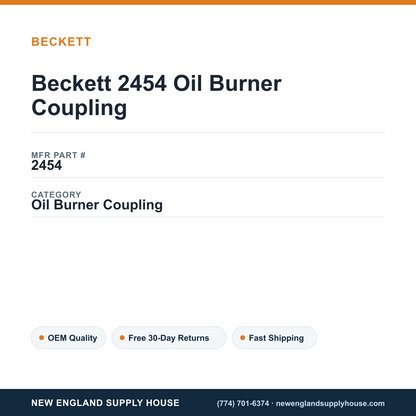 Beckett 2454 Oil Burner Coupling — New England Supply House spec card [NESH-SPEC-CARD-V2]