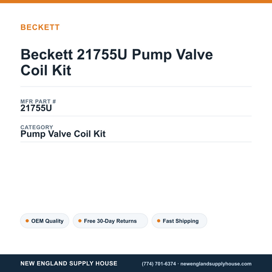 Beckett 21755U Pump Valve Coil Kit — New England Supply House spec card [NESH-SPEC-CARD-V2]