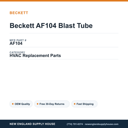Beckett AF104 Blast Tube — New England Supply House spec card [NESH-SPEC-CARD-V2]