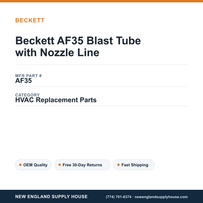 Beckett AF35 Blast Tube with Nozzle Line — New England Supply House spec card [NESH-SPEC-CARD-V2]