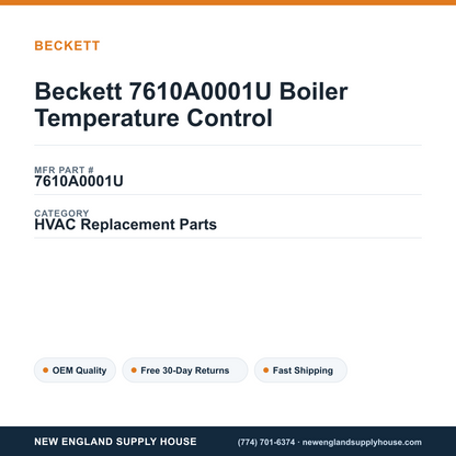 Beckett 7610A0001U Boiler Temperature Control — New England Supply House spec card [NESH-SPEC-CARD-V2]