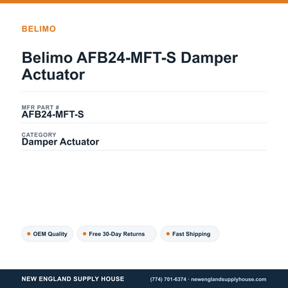 Belimo AFB24-MFT-S Damper Actuator — New England Supply House spec card [NESH-SPEC-CARD-V2]