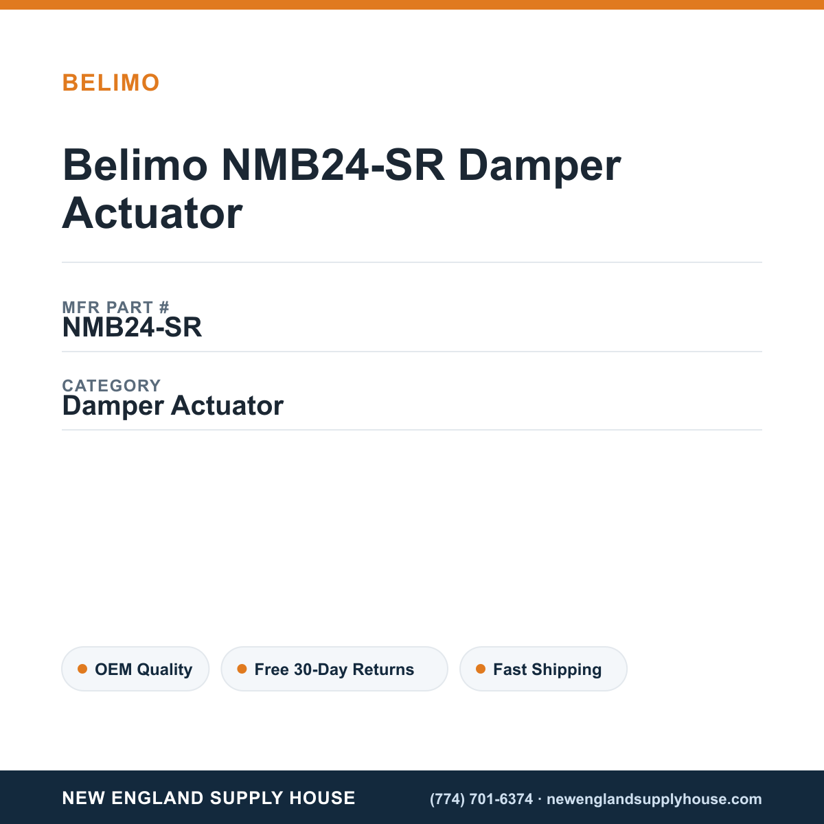 Belimo NMB24-SR Damper Actuator — New England Supply House spec card [NESH-SPEC-CARD-V2]