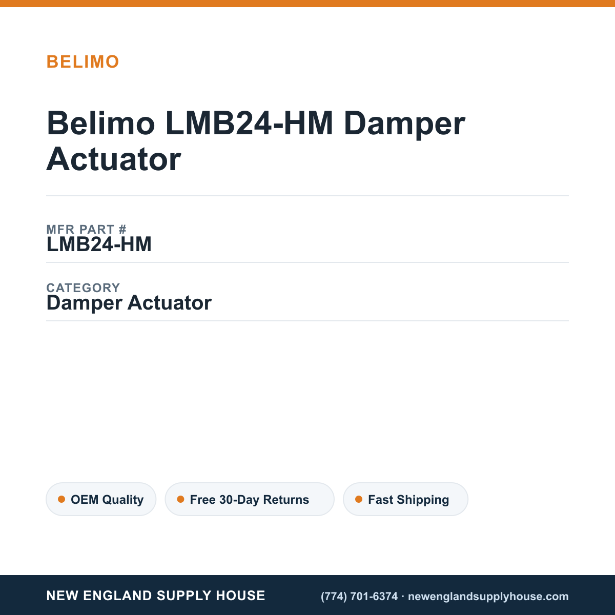 Belimo LMB24-HM Damper Actuator — New England Supply House spec card [NESH-SPEC-CARD-V2]
