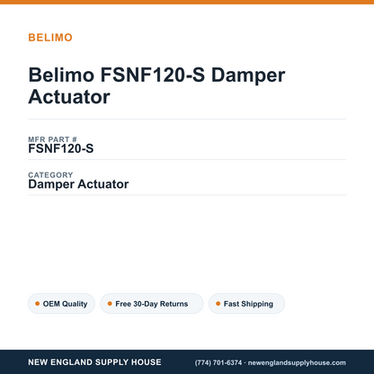 Belimo FSNF120-S Damper Actuator — New England Supply House spec card [NESH-SPEC-CARD-V2]