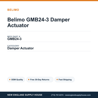Belimo GMB24-3 Damper Actuator — New England Supply House spec card [NESH-SPEC-CARD-V2]